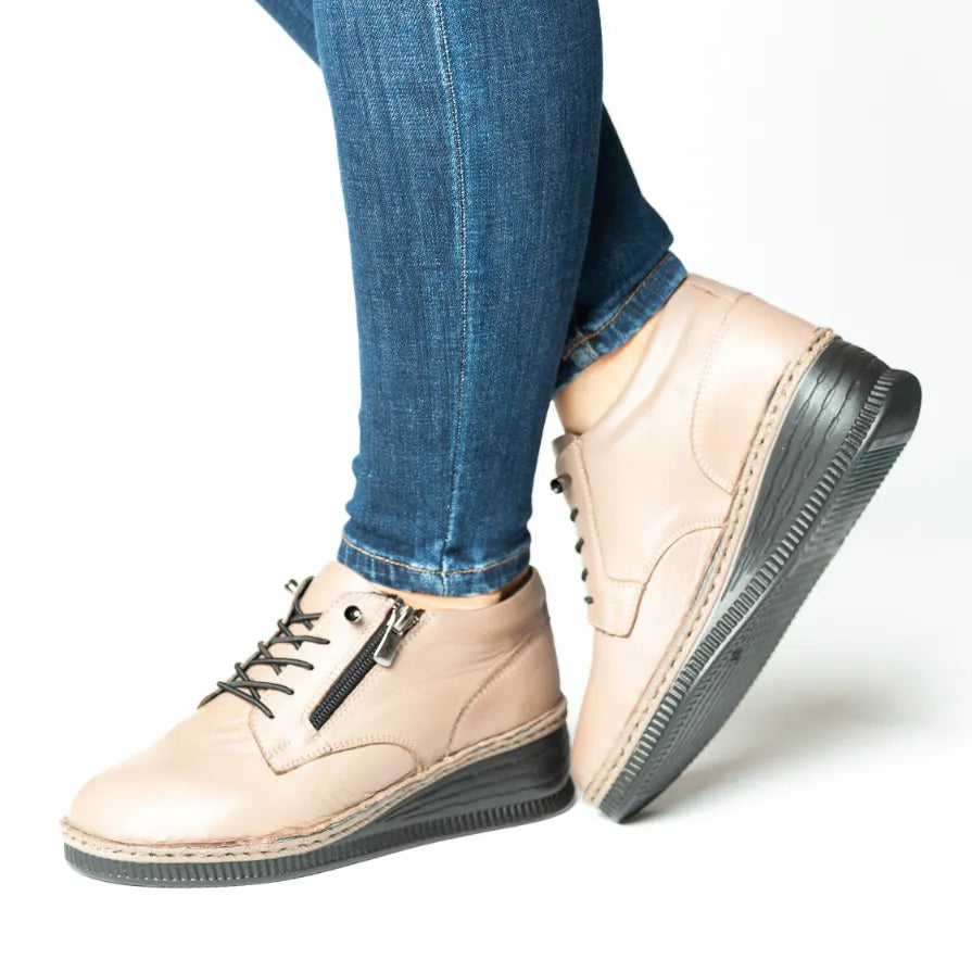 Pantofi casual dama cu fermoar eleganta piele naturala Manchester Vision
