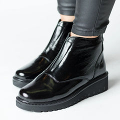Botine de iarna Piano Black cu fermoar de dama din piele naturala Fornio
