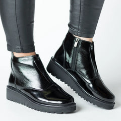 Botine de iarna Piano Black cu fermoar de dama din piele naturala Fornio