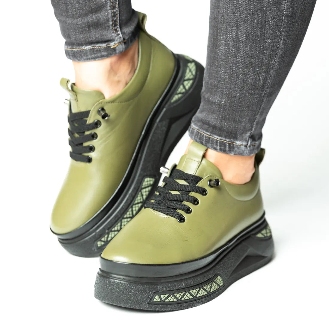 Pantofi casual dama eleganta piele naturala Dublin Verde Pistachio