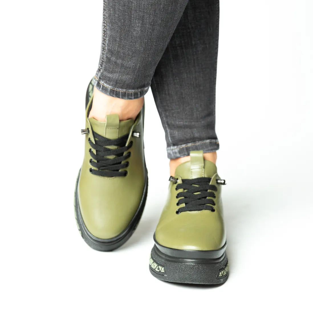 Pantofi casual dama eleganta piele naturala Dublin Verde Pistachio