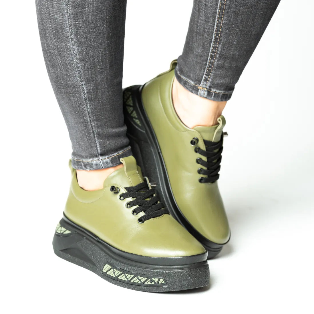 Pantofi casual dama eleganta piele naturala Dublin Verde Pistachio