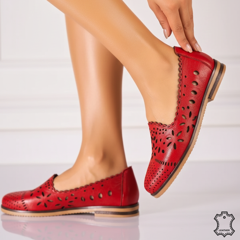 Balerini piele naturala Amarilla Red