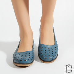 Women's natural leather ballet flats Soleva Blue