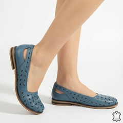 Women's natural leather ballet flats Soleva Blue