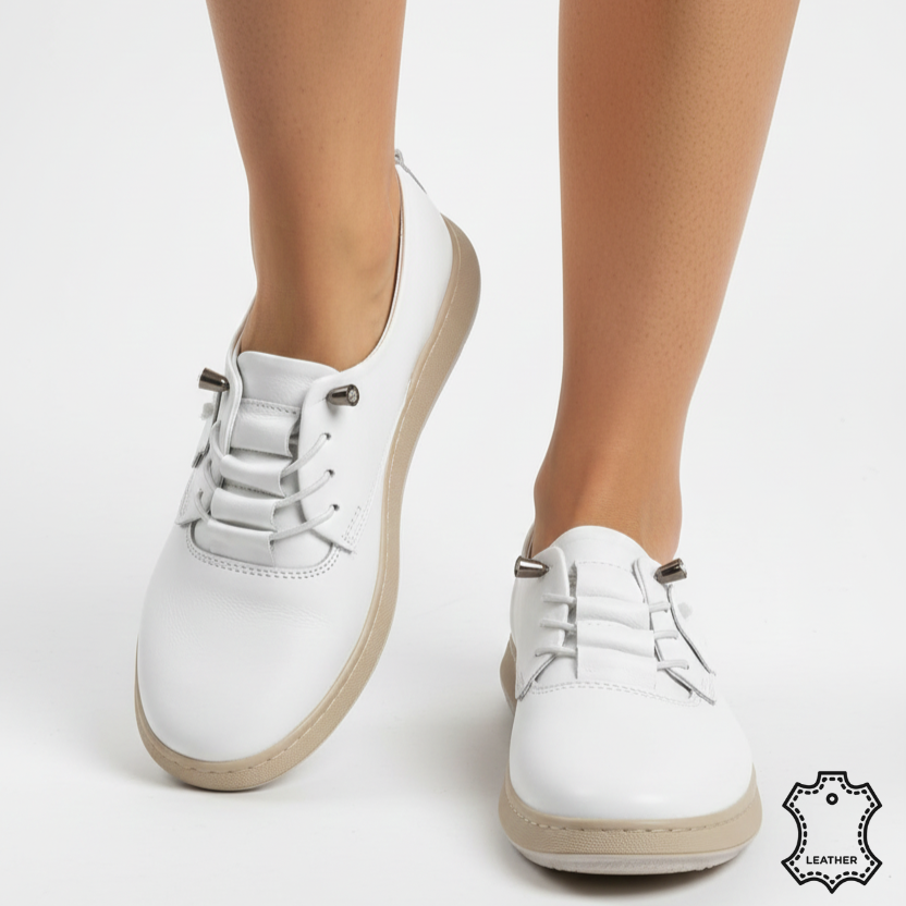Pantofi piele naturala Solaris White