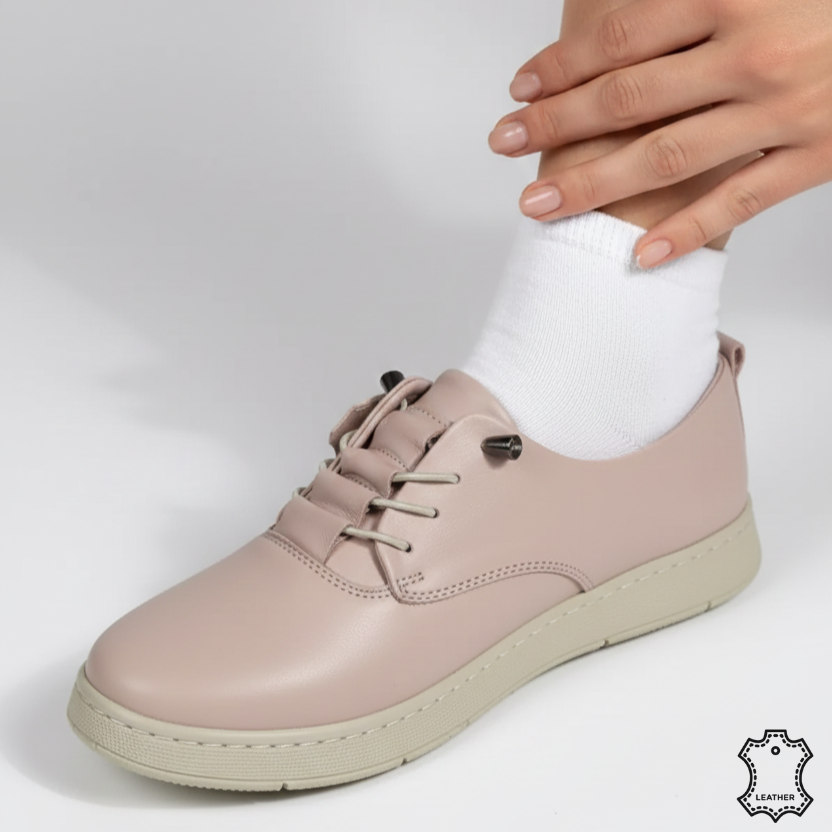 Pantofi piele naturala Solaris Roz Pudra