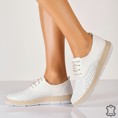Pantofi piele naturala Calida White