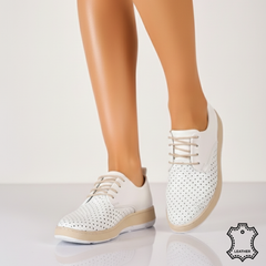 Pantofi piele naturala Calida White