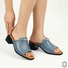 Papuci piele naturala Viva2 JeansBlue