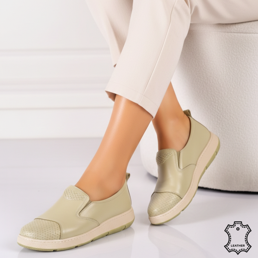 Pantofi piele naturala Heliora Green