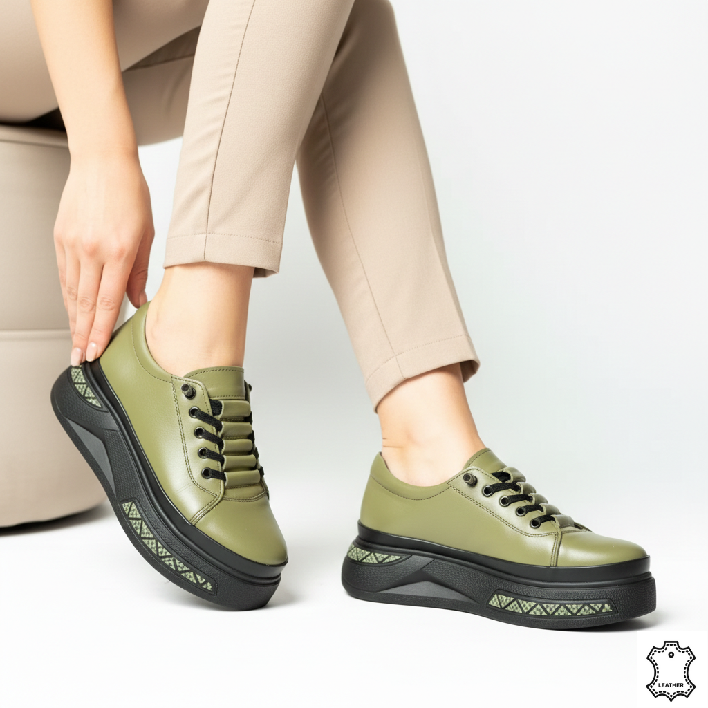 Pantofi piele naturala Athens Green