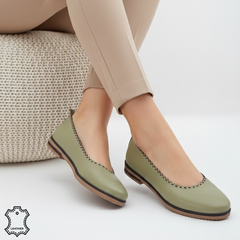 Balerini piele naturala Levora Green