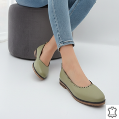 Balerini piele naturala Levora Green
