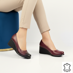 Pantofi cu platforma piele naturala Lazura Bordo