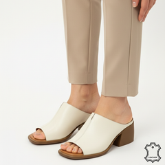 Papuci piele naturala Arges Beige