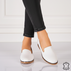 Balerini piele naturala Solivana White