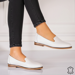 Balerini piele naturala Solivana White