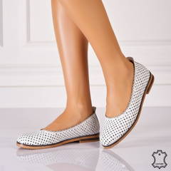 Balerini piele naturala Nerisa White