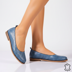 Women's natural leather ballerinas Nerisa Blue