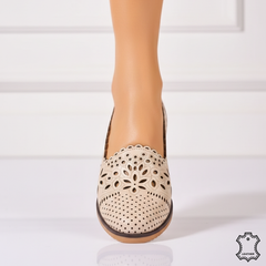 Balerini piele naturala Amarilla Bej