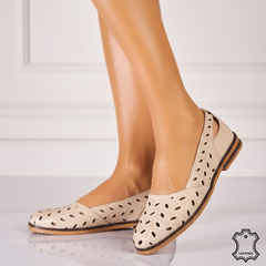 Balerini piele naturala Soleva Bej