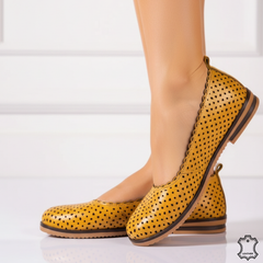 Women's genuine leather ballerinas Nerisa Mustard Yellow