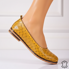 Women's genuine leather ballerinas Nerisa Mustard Yellow
