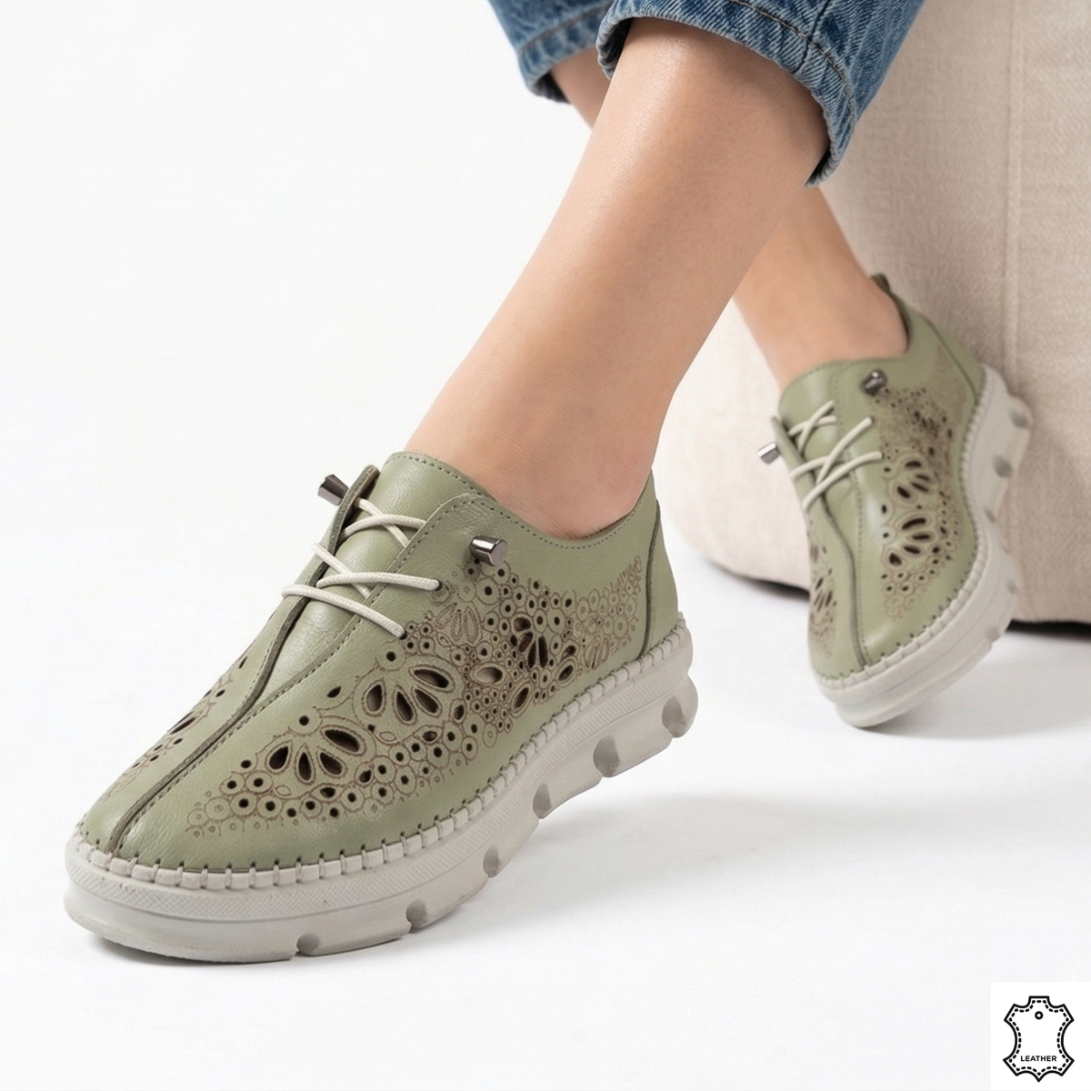 Pantofi piele naturala Braila Green
