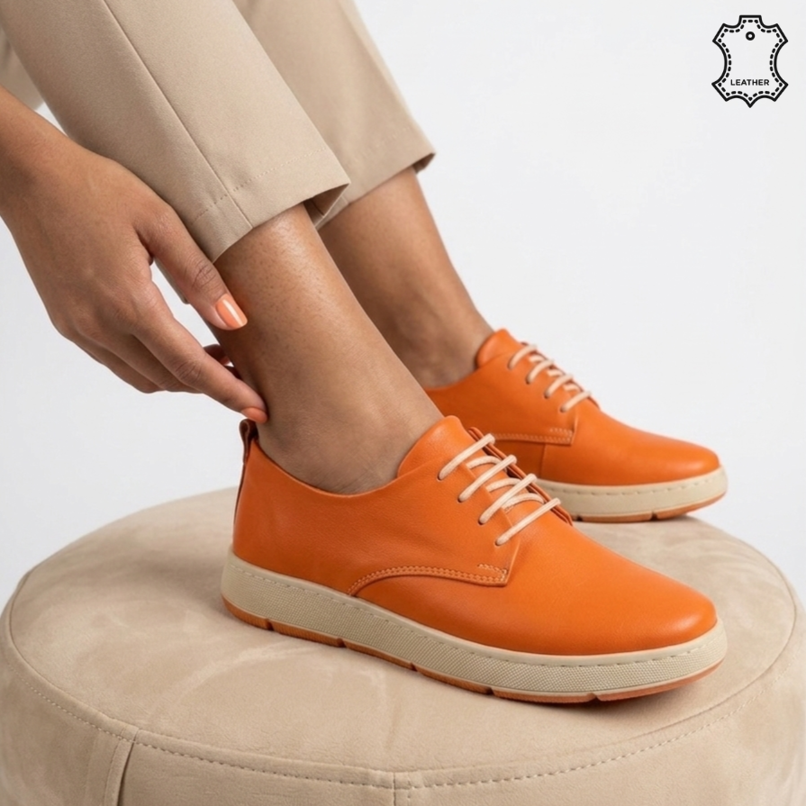 Pantofi piele naturala Colin Orange