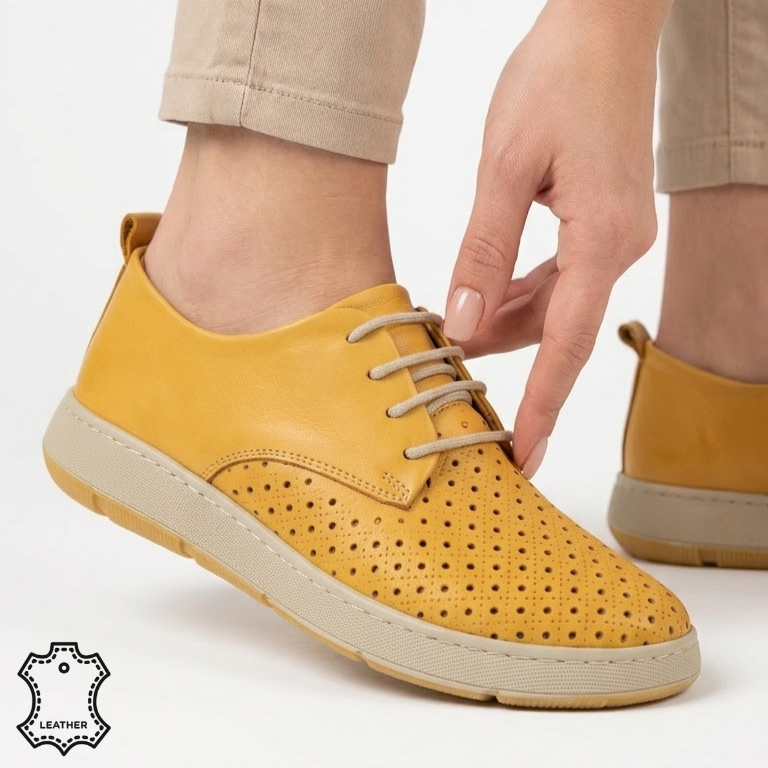 Pantofi Piele Naturala Calida Mustard