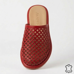 Papuci piele naturala Bucuresti Red