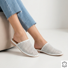 Papuci piele naturala Bucuresti White
