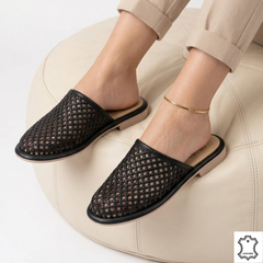 Papuci piele naturala Bucuresti Black