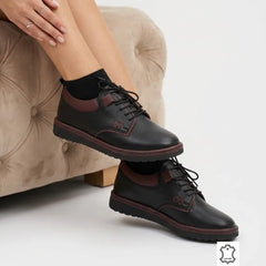 Pantofi piele naturala Antalya Black/Bordo
