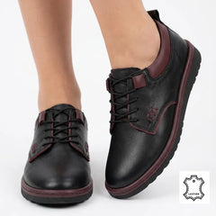 Pantofi piele naturala Antalya Black/Bordo