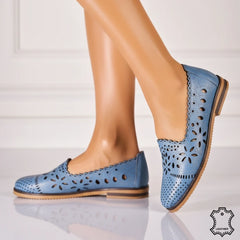 Women's ballerinas, natural leather, Amarilla Blue 