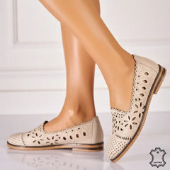 Women's genuine leather ballerinas Amarilla Beige 