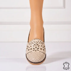 Women's genuine leather ballerinas Amarilla Beige 