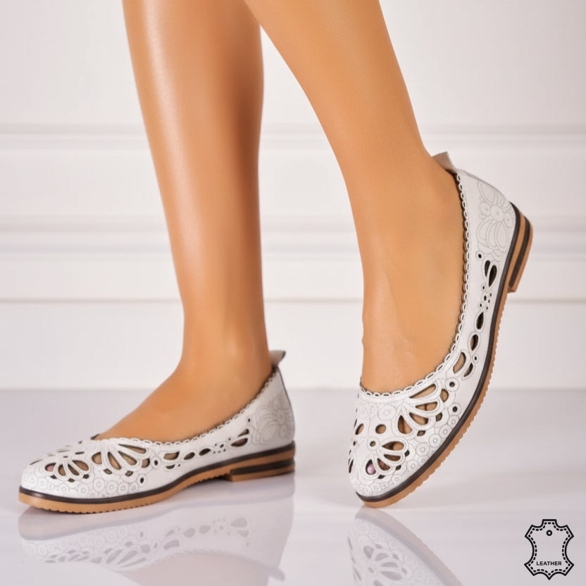 Women's genuine leather ballerinas Amarilla 2 White 