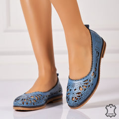 Women's genuine leather ballerinas Amarilla 2 Blue 