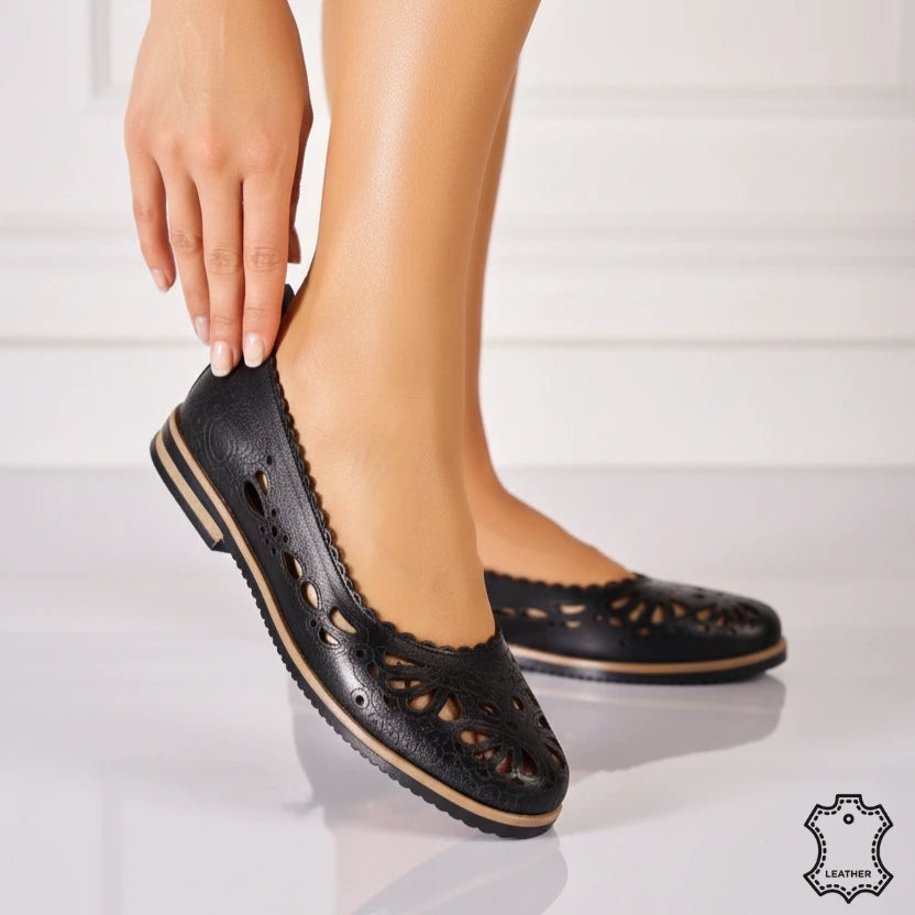 Women's genuine leather ballerinas Amarilla 2 Black 
