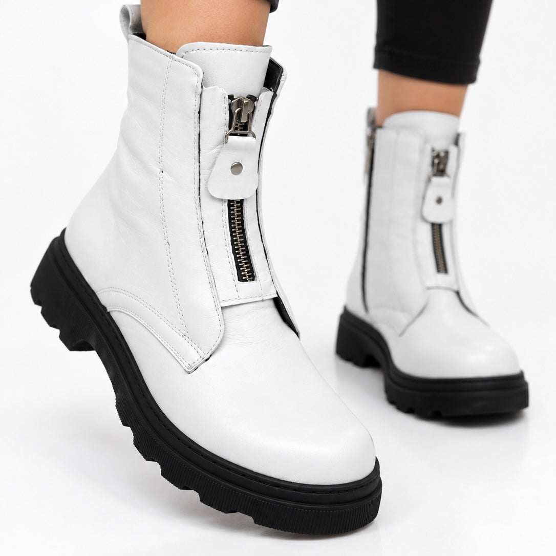 Ghete piele naturala Ankara White