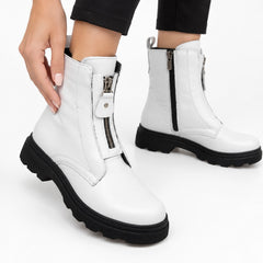 Ghete piele naturala Ankara White