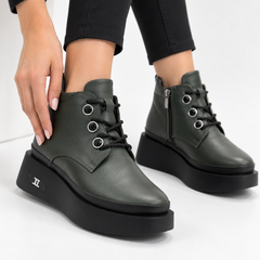 Ghete piele naturala Nuts Green
