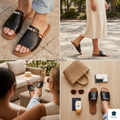 Detaliu accesorii elegante saboți piele premium
