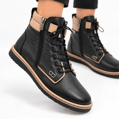 Ghete piele naturala Alanya Black/Vision