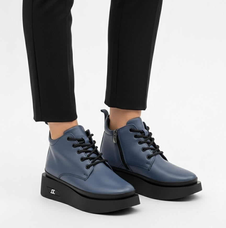 Ghete piele naturala Camora JeansBlue