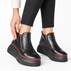 Ghete Piele Naturala Sky Black