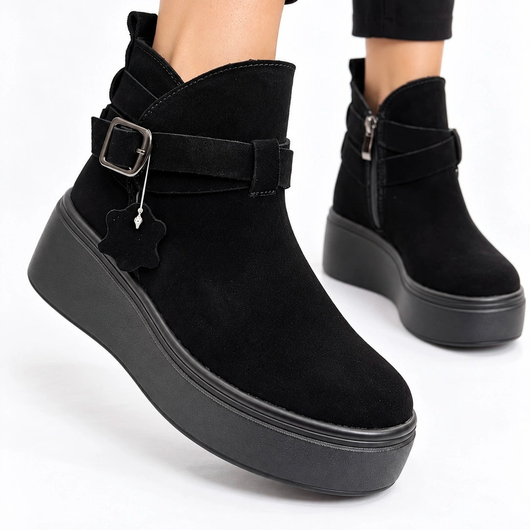 Ghete piele intoarsa Lahey Black